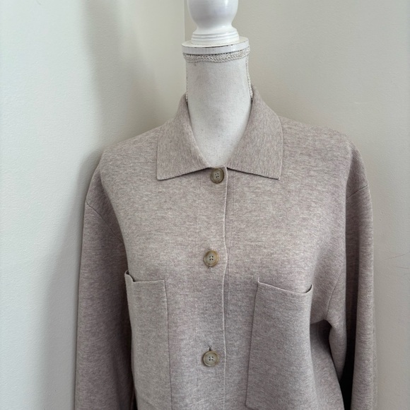 Aritzia Society Shirt Jacket In Heather Oatmeal Size S - Picture 6 of 11